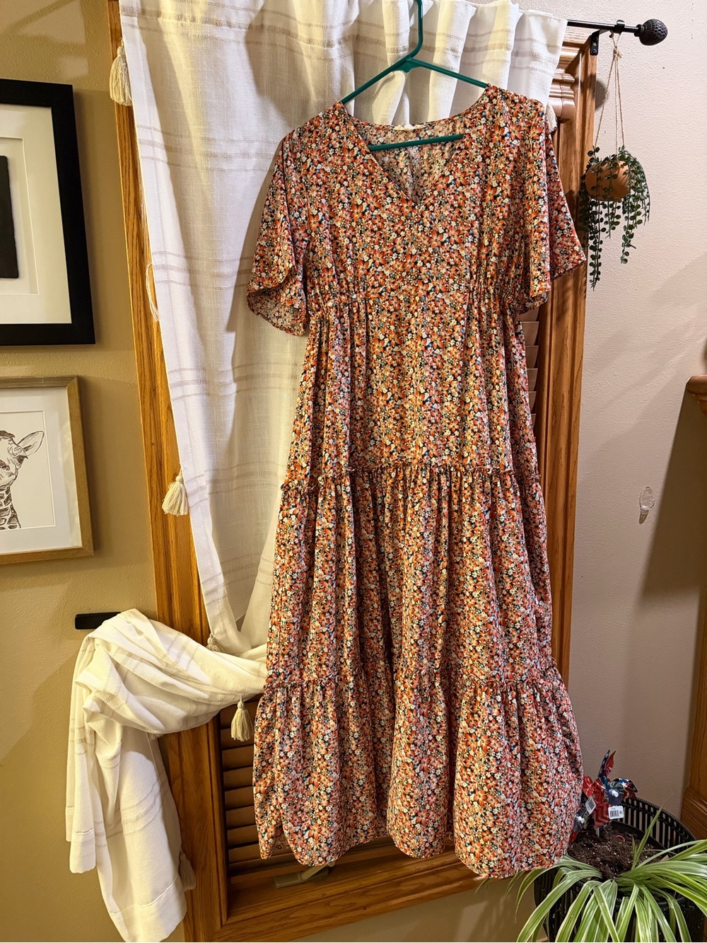 Easel Tiered Maxi Dress in Orange
